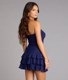 All About The Flirt Strapless Ruffle Mini Dress