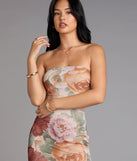 Bloom Season Floral Mesh Maxi Tube Dress
