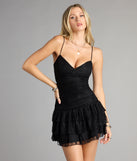 Feel ready for every dance floor moment or feed-worthy reel in the Tier Me Up Lace Ruffle Mini Dress, a homecoming dress designed to own your moment.