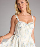 Feel ready for every dance floor moment or feed-worthy reel in the Through The Meadow Floral Corset Dress, a white homecoming dress designed to own your moment.