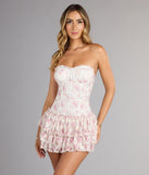 Steal The Scene Floral Corset Ruffle Mini Dress