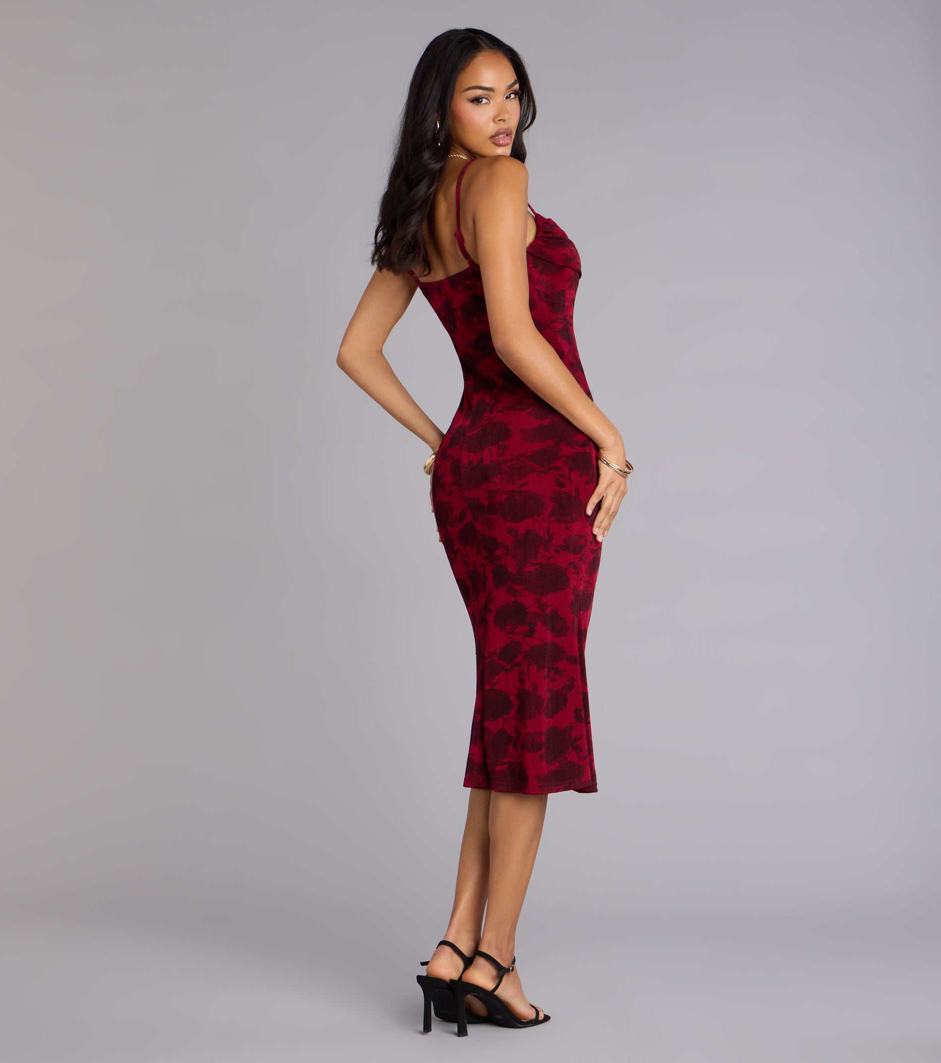 Scarlet Soirée Jacquard Midi Dress | Windsor