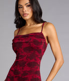 Scarlet Soirée Jacquard Midi Dress