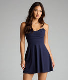Sultry Glow Sequin Lace Trim Skater Dress