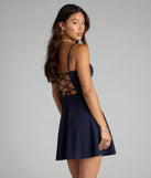 Sultry Glow Sequin Lace Trim Skater Dress