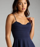 Sultry Glow Sequin Lace Trim Skater Dress
