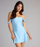 Classics Lover Off-The-Shoulder Satin A-Line Mini Dress