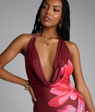 Amalfi Coast Plunge Neck Mermaid Floral Maxi Dress
