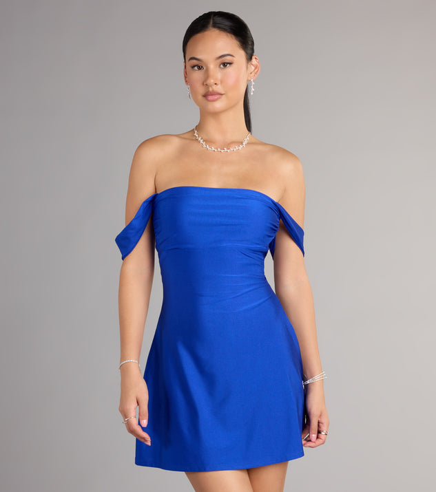 Classics Lover Off-The-Shoulder Satin A-Line Mini Dress | Windsor Classics Lover Off-The-Shoulder Satin A-Line Mini Dress | Windsor