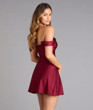 Classics Lover Off-The-Shoulder Satin A-Line Mini Dress