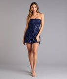 Shimmer In Bloom Floral Sequin Mini Tube Dress