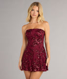 Shimmer In Bloom Floral Sequin Mini Tube Dress