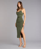 Chic Confidence High Slit Midi Dress