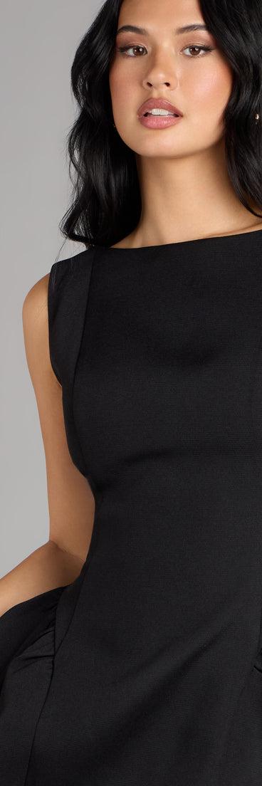 Chic Sensation Low Back Crepe Skater Dress