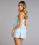 Glitter Kiss Lace Ruffle Mini Dress
