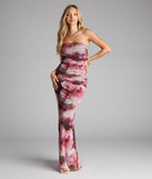 Garden At Sunset Strapless Floral Maxi Dress