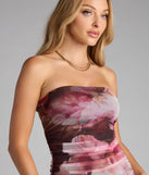 Garden At Sunset Strapless Floral Maxi Dress