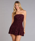 Flirty Nights Flocked Floral Velvet Skater Dress