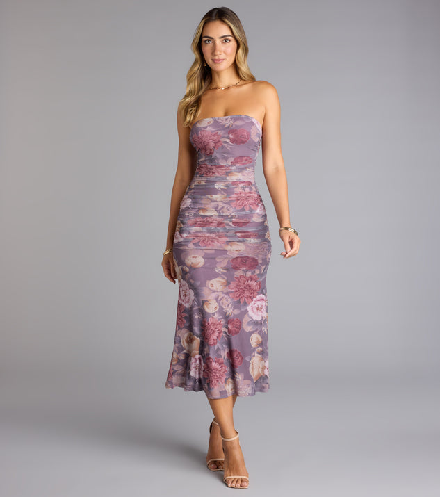 Bloom With Grace Floral Mesh Midi Dress