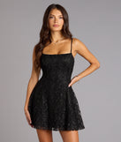 Forget Me Not Lace-Up Sequin Lace Mini Dress