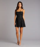 Forget Me Not Lace-Up Sequin Lace Mini Dress
