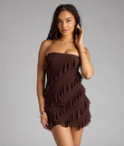 Feel ready for every dance floor moment or feed-worthy reel in the Spice It Up Ruffle Mini Tube Dress, a brown homecoming dress designed to own your moment.