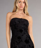Midnight Bloom Strapless Velvet Mini Dress