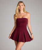 Feel ready for every dance floor moment or feed-worthy reel in the Just Add Plans Strapless Skater Dress, a wine homecoming dress designed to own your moment.