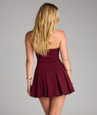 Feel ready for every dance floor moment or feed-worthy reel in the Just Add Plans Strapless Skater Dress, a wine homecoming dress designed to own your moment.