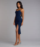 Sparkly Allure Glitter Knit Lace-Up Midi Dress