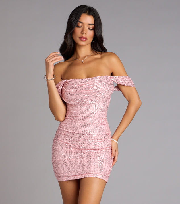 Dazzle Effect Sequin Off-The-Shoulder Mini Dress | Windsor Dazzle Effect Sequin Off-The-Shoulder Mini Dress | Windsor