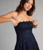 Dazzle Hour Strapless Lace Skater Dress