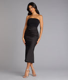 Forever Icon Strapless Satin Midi Dress