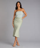 Forever Icon Strapless Satin Midi Dress