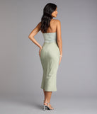 Forever Icon Strapless Satin Midi Dress