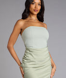 Forever Icon Strapless Satin Midi Dress