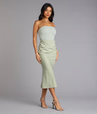 Forever Icon Strapless Satin Midi Dress