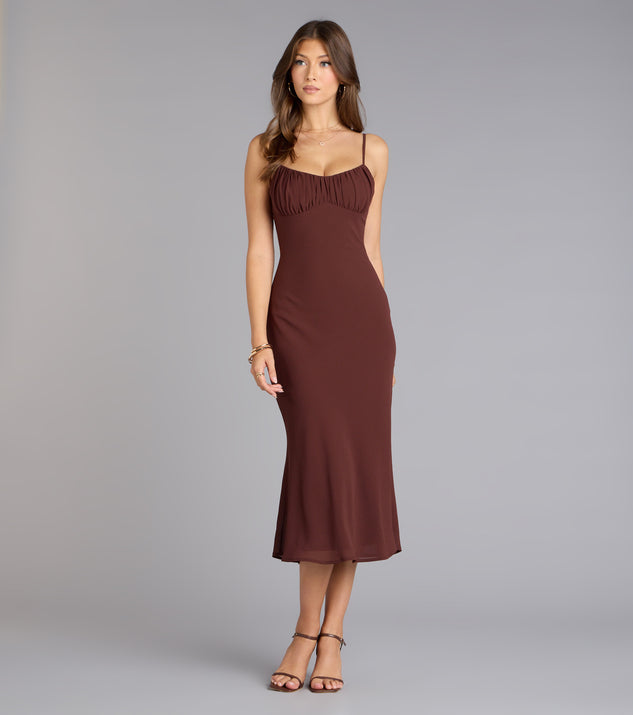 Untamed Elegance Chiffon Low Back Midi Dress | Windsor