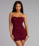 Wine And Roses Lace Mini Dress