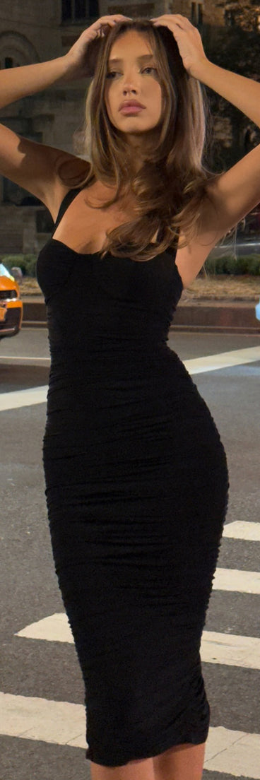 Midnight Muse Halter Midi Dress