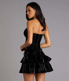Party Starter Latex Ruffle Skater Dress