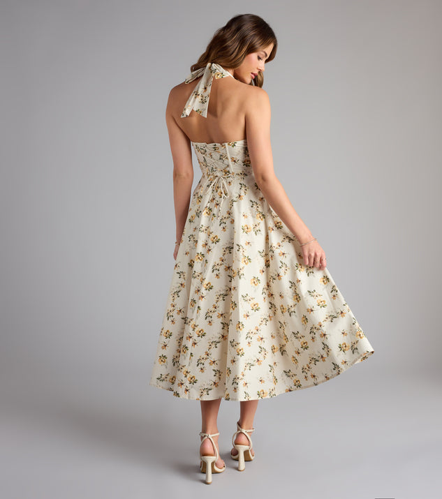 Set For Spring Halter Corset Floral Midi Dress | Windsor