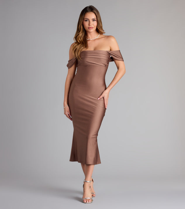 Exceptional Off-The-Shoulder Flared Midi Dress | Windsor Exceptional Off-The-Shoulder Flared Midi Dress | Windsor