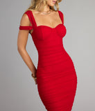 Looking Fab Cold-Shoulder Ruched Bodycon Midi Dress