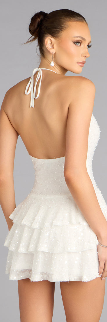 Sweet Like This Beaded Ruffle Skater Dress