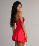 Classics Lover Off-The-Shoulder Satin A-Line Mini Dress