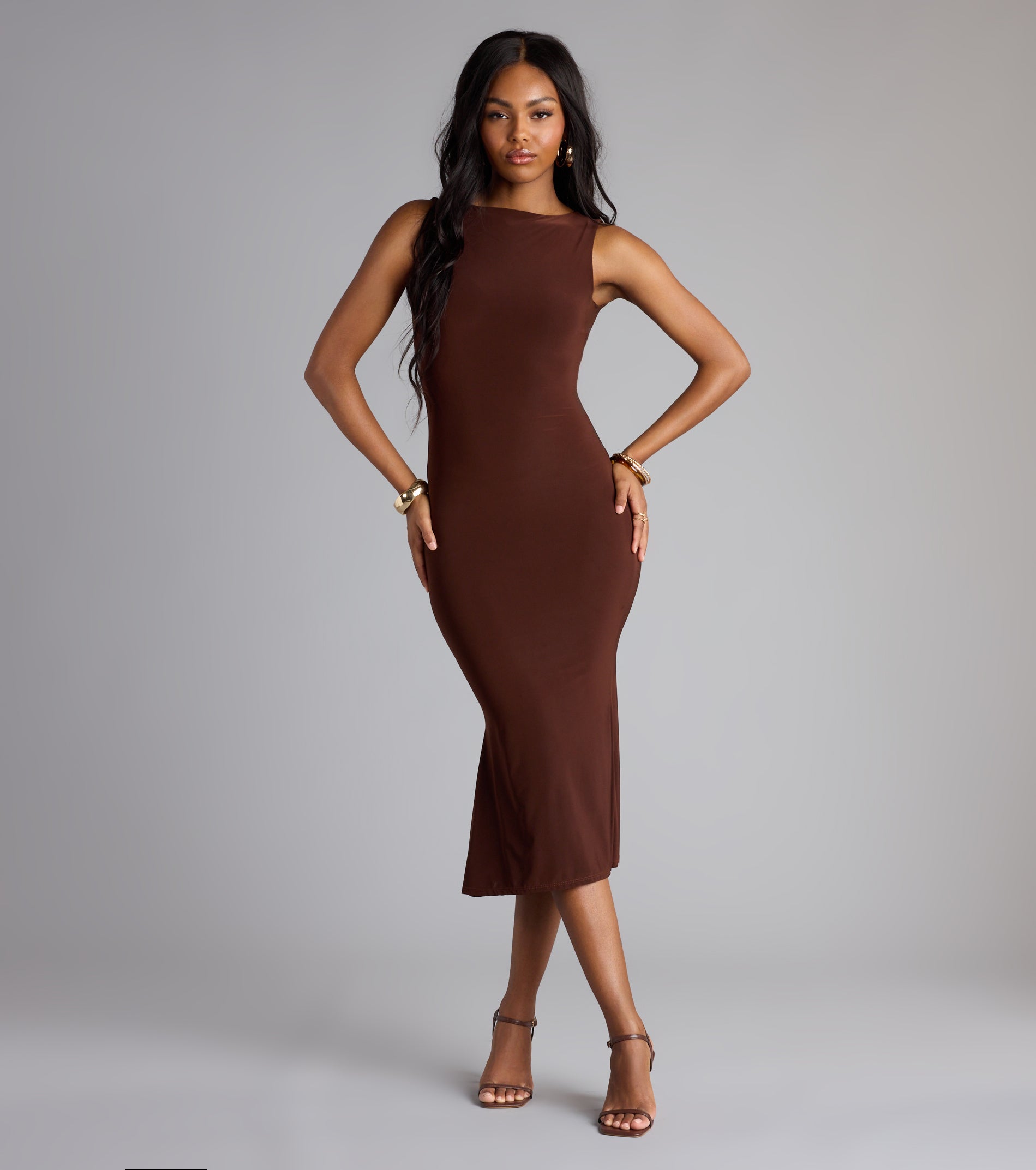 Low-Key Luxe Open Back Midi Dress | Windsor