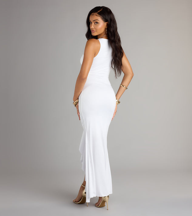 Showstopper Cutout Ruffle Slit Maxi Dress | Windsor