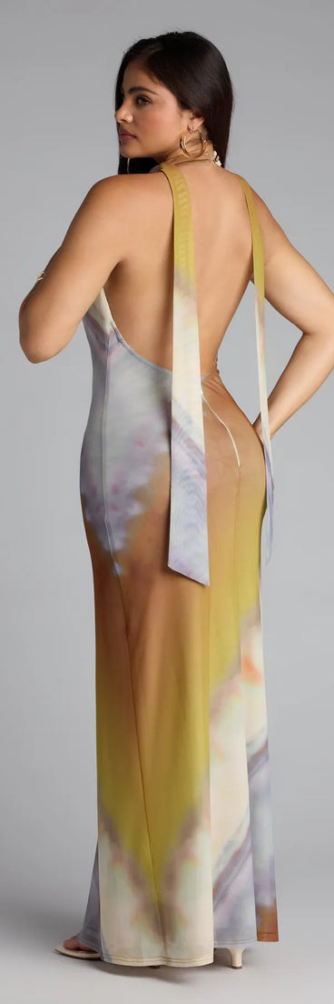 Style your seasonal looks with the Sunset Mood Tie Dye Halter Maxi Dress, a trend-right, multi-color fall dress designed for any plan on your calendar with new and unqiue details.