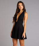Midnight Glow Glitter Halter A-Line Mini Dress